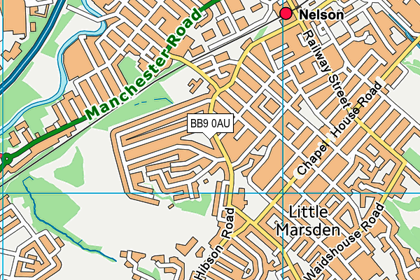 BB9 0AU map - OS VectorMap District (Ordnance Survey)