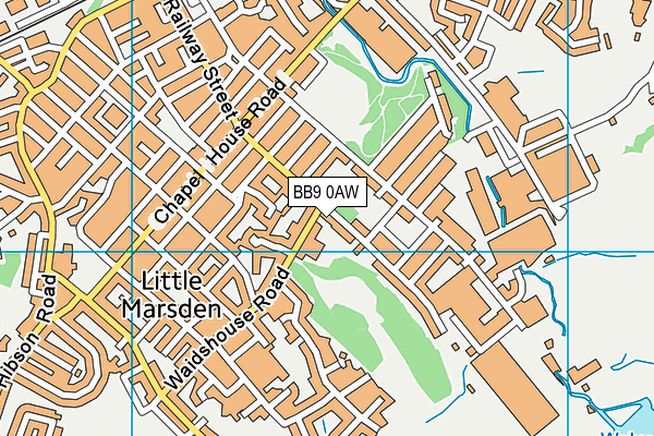 BB9 0AW map - OS VectorMap District (Ordnance Survey)