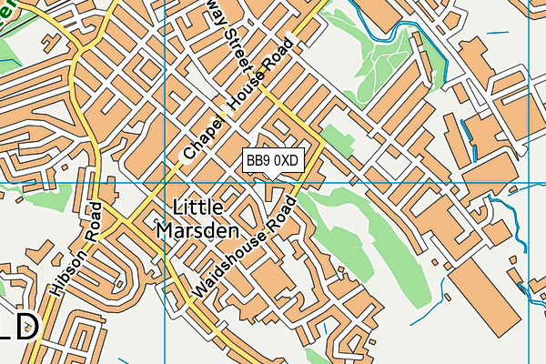 BB9 0XD map - OS VectorMap District (Ordnance Survey)