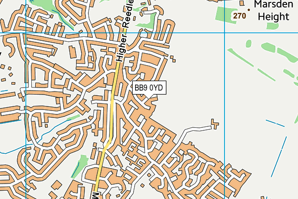 BB9 0YD map - OS VectorMap District (Ordnance Survey)