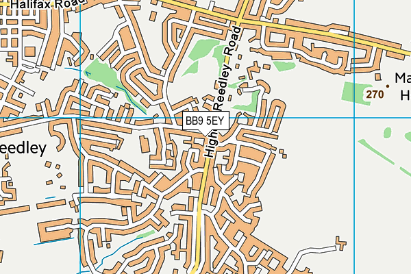 BB9 5EY map - OS VectorMap District (Ordnance Survey)