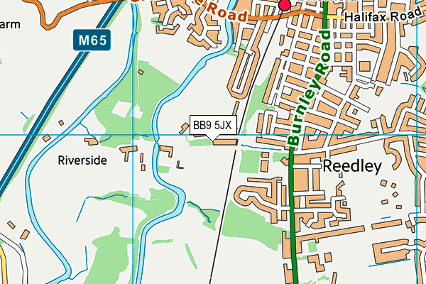 BB9 5JX map - OS VectorMap District (Ordnance Survey)