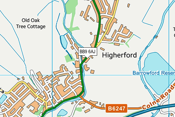 BB9 6AJ map - OS VectorMap District (Ordnance Survey)