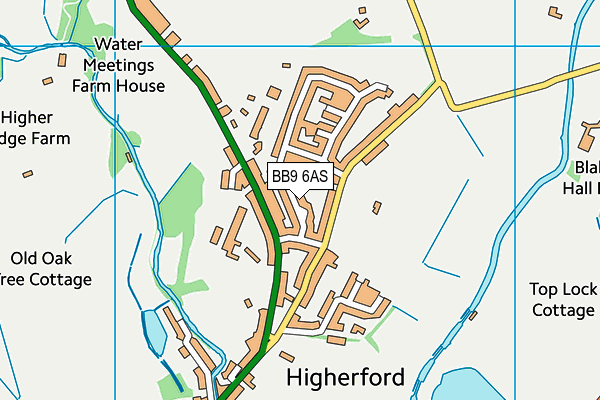 BB9 6AS map - OS VectorMap District (Ordnance Survey)