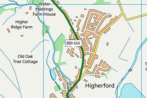 BB9 6AX map - OS VectorMap District (Ordnance Survey)