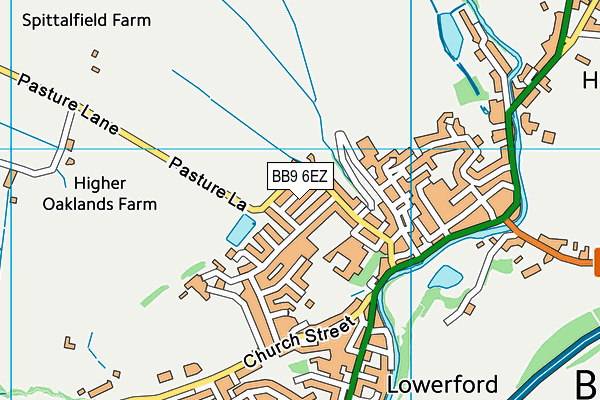 BB9 6EZ map - OS VectorMap District (Ordnance Survey)