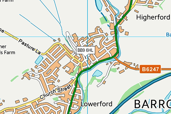 BB9 6HL map - OS VectorMap District (Ordnance Survey)