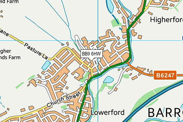 BB9 6HW map - OS VectorMap District (Ordnance Survey)
