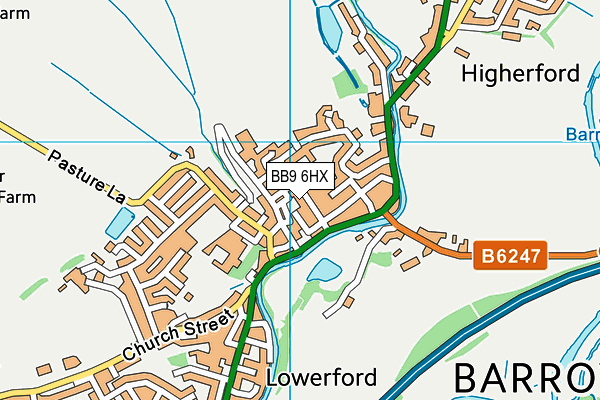 BB9 6HX map - OS VectorMap District (Ordnance Survey)