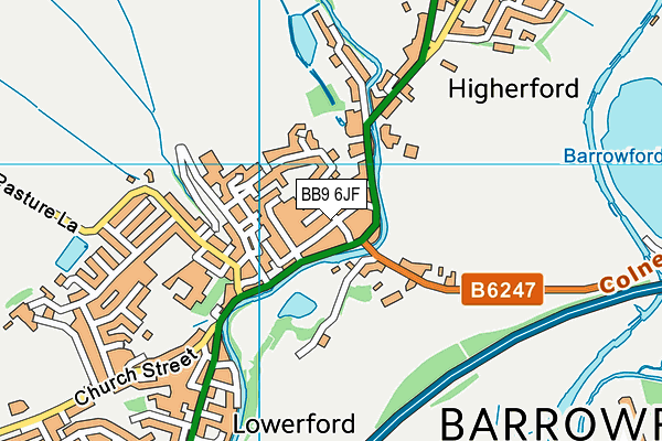 BB9 6JF map - OS VectorMap District (Ordnance Survey)