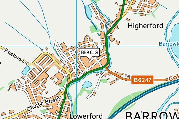 BB9 6JG map - OS VectorMap District (Ordnance Survey)
