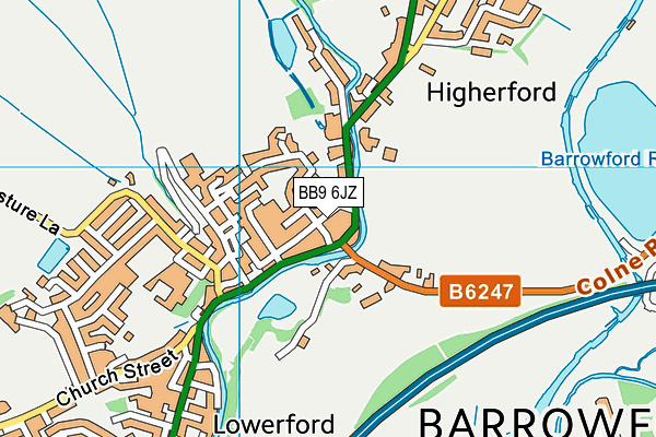 BB9 6JZ map - OS VectorMap District (Ordnance Survey)