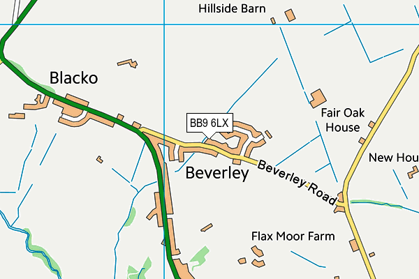 Beverley Road Playing Fields map (BB9 6LX) - OS VectorMap District (Ordnance Survey)