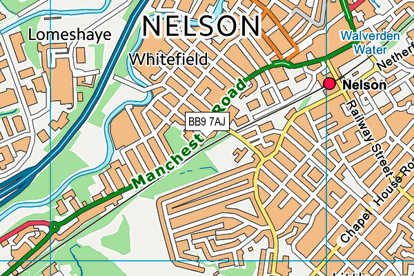 BB9 7AJ map - OS VectorMap District (Ordnance Survey)