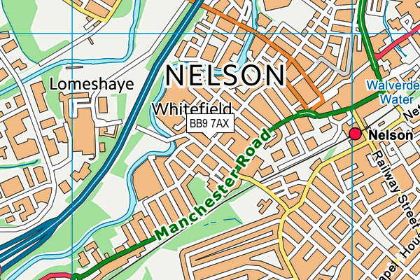 BB9 7AX map - OS VectorMap District (Ordnance Survey)