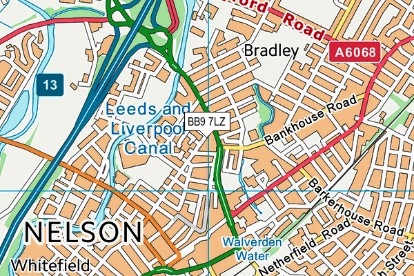 BB9 7LZ map - OS VectorMap District (Ordnance Survey)