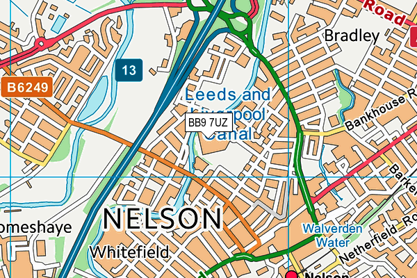 BB9 7UZ map - OS VectorMap District (Ordnance Survey)