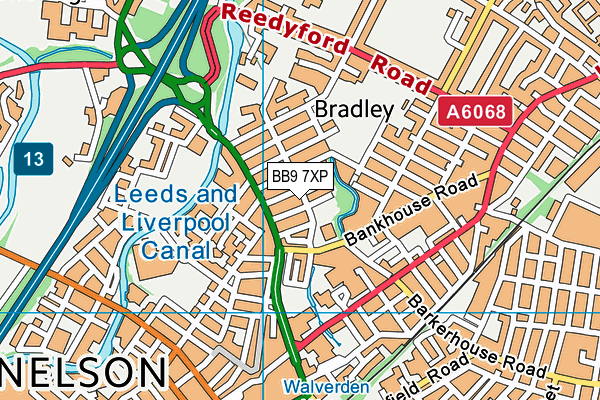 BB9 7XP map - OS VectorMap District (Ordnance Survey)