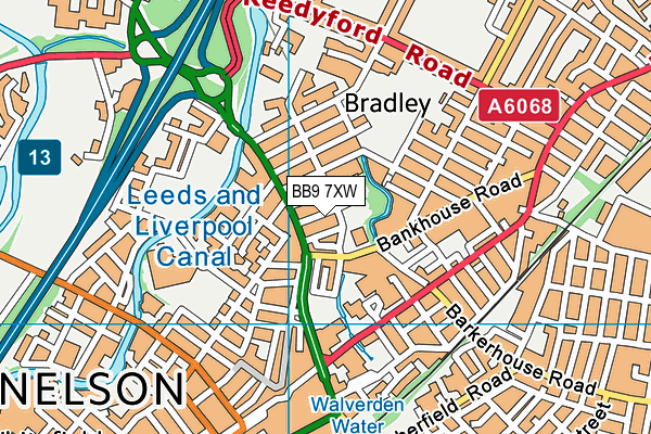 BB9 7XW map - OS VectorMap District (Ordnance Survey)