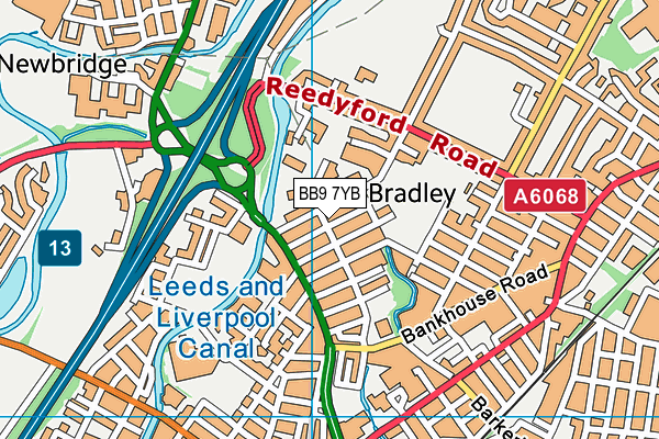 BB9 7YB map - OS VectorMap District (Ordnance Survey)