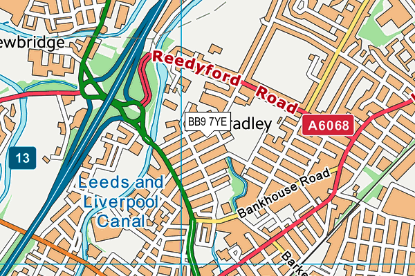 BB9 7YE map - OS VectorMap District (Ordnance Survey)