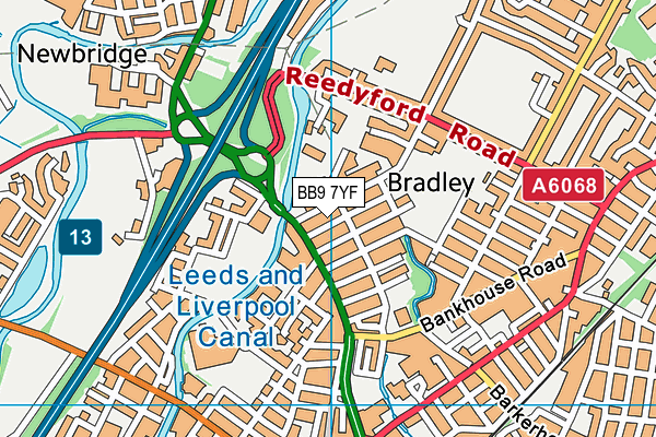 BB9 7YF map - OS VectorMap District (Ordnance Survey)