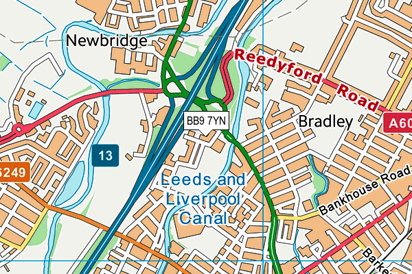 BB9 7YN map - OS VectorMap District (Ordnance Survey)