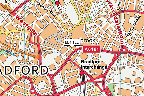 BD1 1EE map - OS VectorMap District (Ordnance Survey)