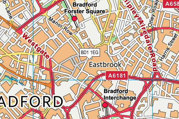 BD1 1EG map - OS VectorMap District (Ordnance Survey)