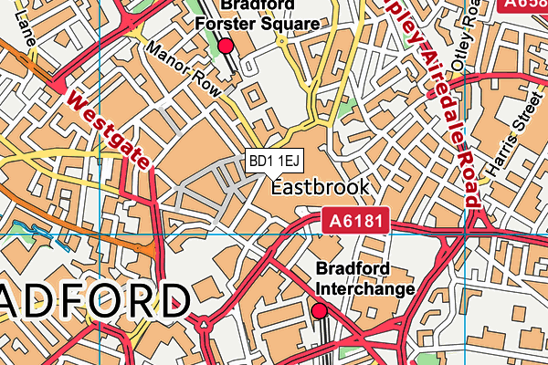 Easygym (Bradford) (Closed) map (BD1 1EJ) - OS VectorMap District (Ordnance Survey)