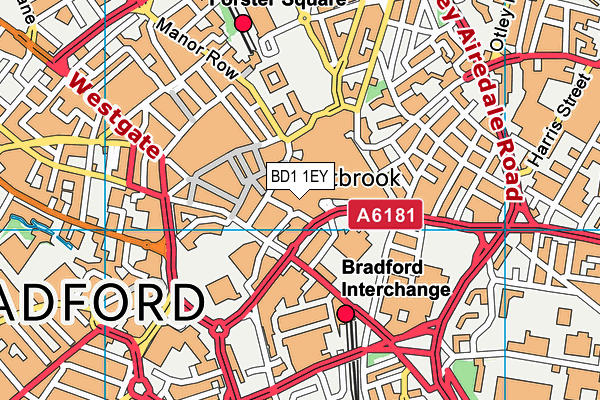 BD1 1EY map - OS VectorMap District (Ordnance Survey)