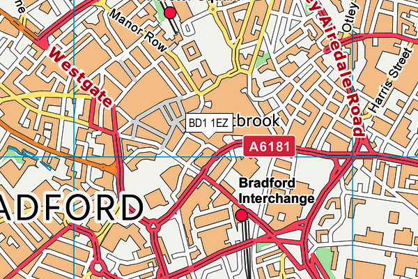 BD1 1EZ map - OS VectorMap District (Ordnance Survey)