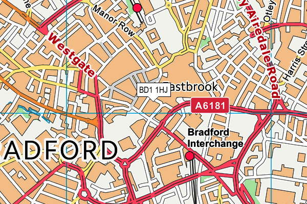 BD1 1HJ map - OS VectorMap District (Ordnance Survey)