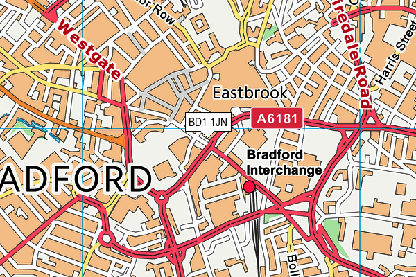 BD1 1JN map - OS VectorMap District (Ordnance Survey)