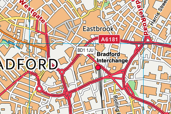 BD1 1JU map - OS VectorMap District (Ordnance Survey)