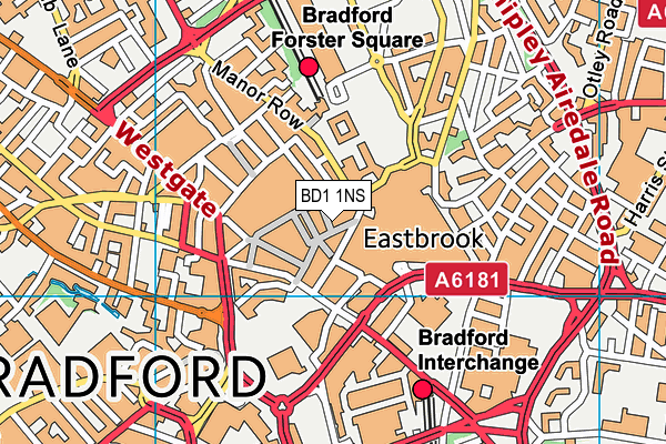 BD1 1NS map - OS VectorMap District (Ordnance Survey)