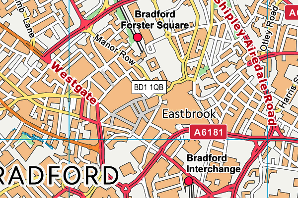 BD1 1QB map - OS VectorMap District (Ordnance Survey)