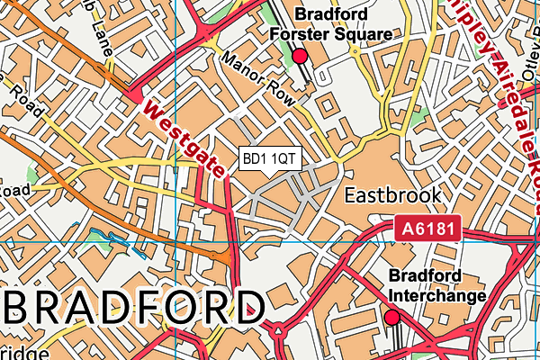 BD1 1QT map - OS VectorMap District (Ordnance Survey)