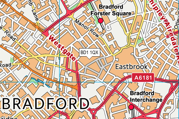 BD1 1QX map - OS VectorMap District (Ordnance Survey)