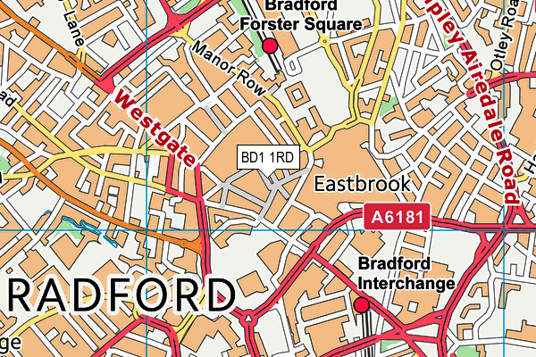 BD1 1RD map - OS VectorMap District (Ordnance Survey)