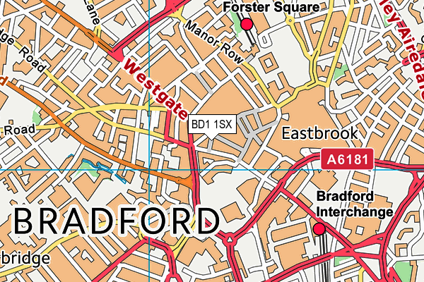 BD1 1SX map - OS VectorMap District (Ordnance Survey)