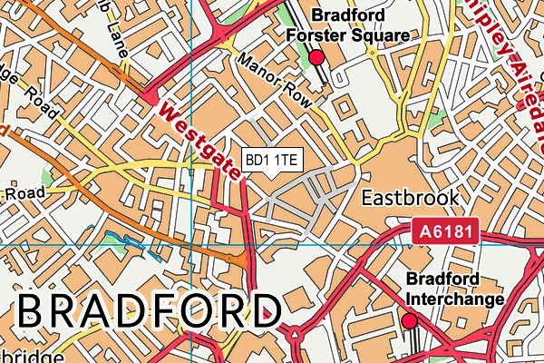 BD1 1TE map - OS VectorMap District (Ordnance Survey)