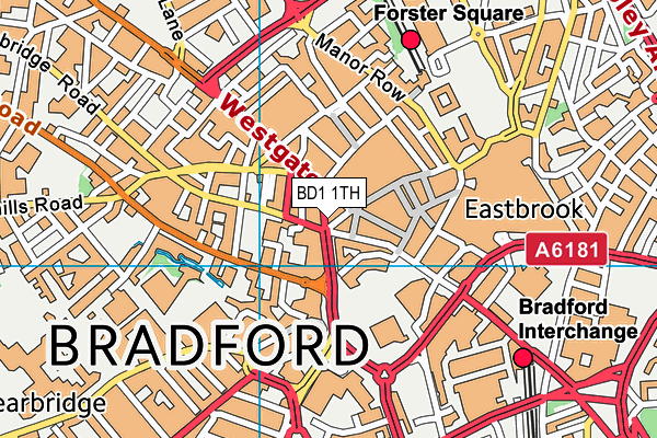 BD1 1TH map - OS VectorMap District (Ordnance Survey)