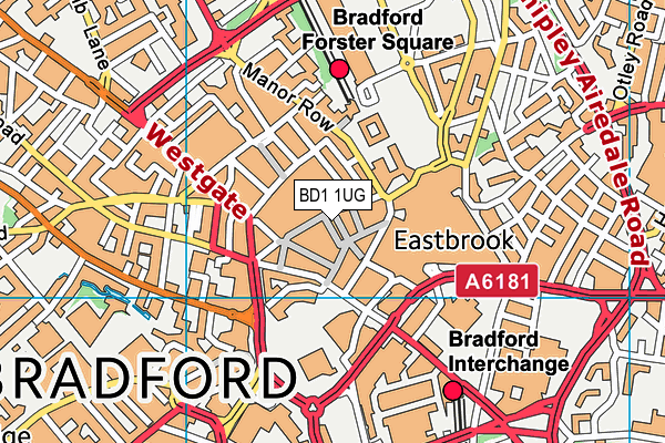 BD1 1UG map - OS VectorMap District (Ordnance Survey)