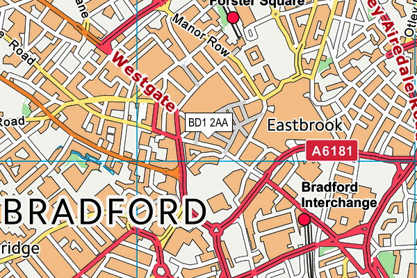 BD1 2AA map - OS VectorMap District (Ordnance Survey)