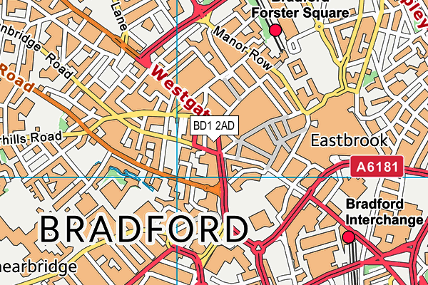 BD1 2AD map - OS VectorMap District (Ordnance Survey)