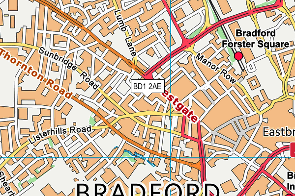 BD1 2AE map - OS VectorMap District (Ordnance Survey)