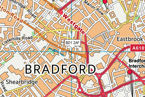 BD1 2AF map - OS VectorMap District (Ordnance Survey)