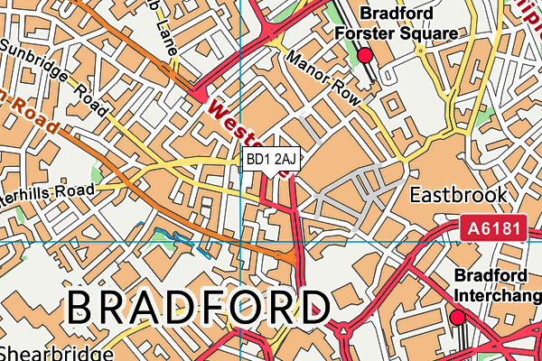 BD1 2AJ map - OS VectorMap District (Ordnance Survey)