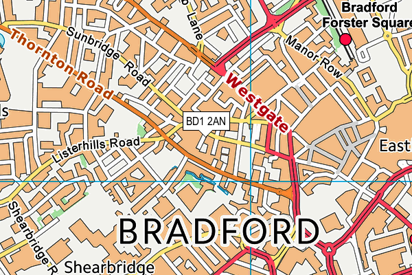 BD1 2AN map - OS VectorMap District (Ordnance Survey)